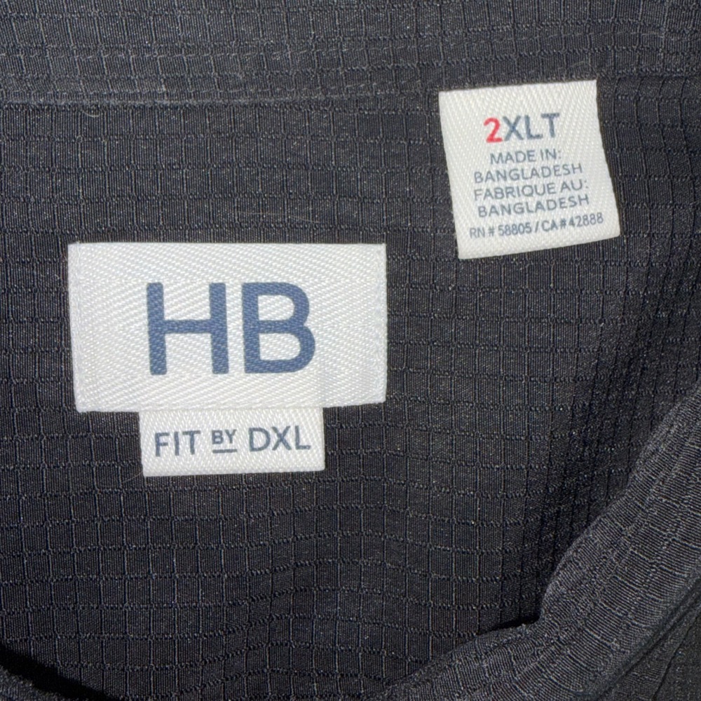 Harbor Bay Fit by DXL Mens 2XLT Black Ripstop Short Sleeve Button Down Shirt - Picture 2 of 7